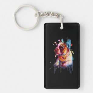 Dog Gift French Bulldog Hand Drawing Art Key Ring