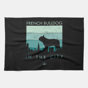Dog Gift French Bulldog In The City Tea Towel