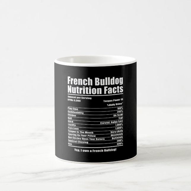 Dog Gift | French Bulldog Nutrition Facts Coffee Mug (Center)