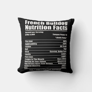 Dog Gift   French Bulldog Nutrition Facts Cushion