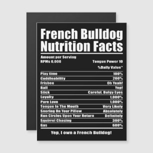 Dog Gift French Bulldog Nutrition Facts Magnetic Invitation