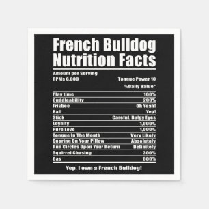 Dog Gift French Bulldog Nutrition Facts Napkin