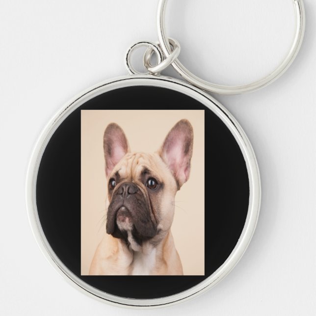 Dog Gift | French Bulldog With Poor Face Key Ring (Front)