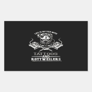 Dog gift Life better tattoos and rottweiler Rectangular Sticker