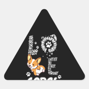 Dog Gift   Love Corgi Lovely Triangle Sticker