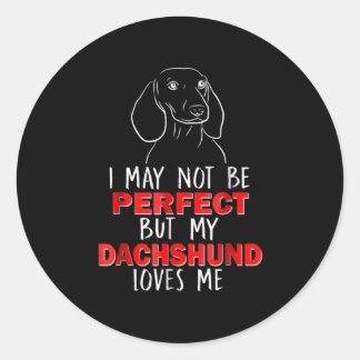 Dog Gift | My Dachshund Loves Me Classic Round Sticker