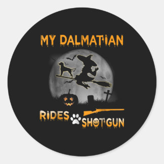 Dog Gift | My Dalmatian Rides Shotgun Classic Round Sticker