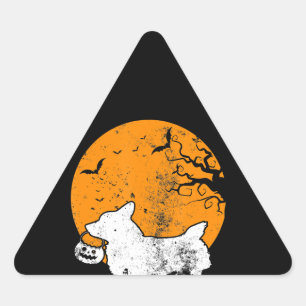 Dog Gift Pembroke Welsh Corgi Pumpkin Halloween Triangle Sticker
