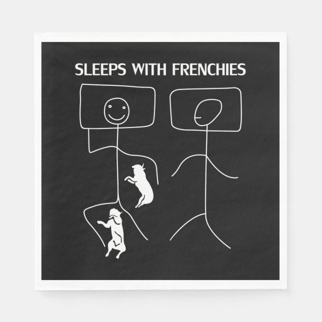 Dog Gift | Sleeps With Frenchies Napkin (Front)