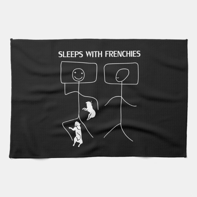 Dog Gift | Sleeps With Frenchies Tea Towel (Horizontal)