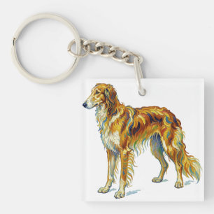 Dog Gift Vibrant Colorful Saluki Dog Design Key Ring