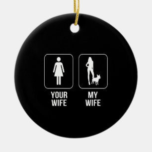 Dog Gift   Your Wife - My Wife French Bulldog Ceramic Tree Decoration