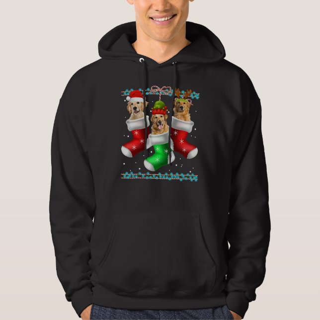 Dog Golden Retriever Christmas Socks 372 Hoodie (Front)