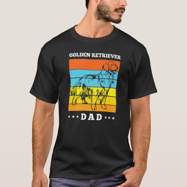 Dog  Golden Retriever Dad Retro T-Shirt (Front)