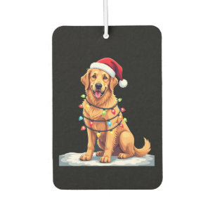 Dog Golden Retriever Santa Christmas Xmas Lights ( Car Air Freshener