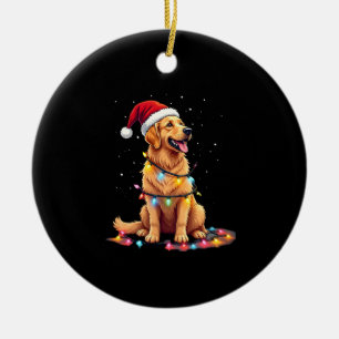 Dog Golden Retriever Santa Christmas Xmas Lights ( Ceramic Tree Decoration