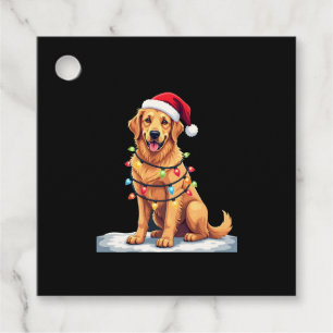 Dog Golden Retriever Santa Christmas Xmas Lights ( Favour Tags