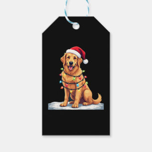 Dog Golden Retriever Santa Christmas Xmas Lights ( Gift Tags