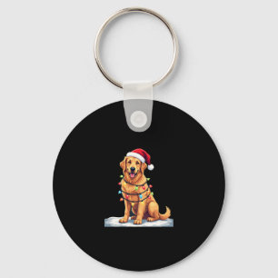 Dog Golden Retriever Santa Christmas Xmas Lights ( Key Ring