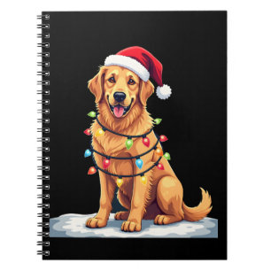 Dog Golden Retriever Santa Christmas Xmas Lights ( Notebook