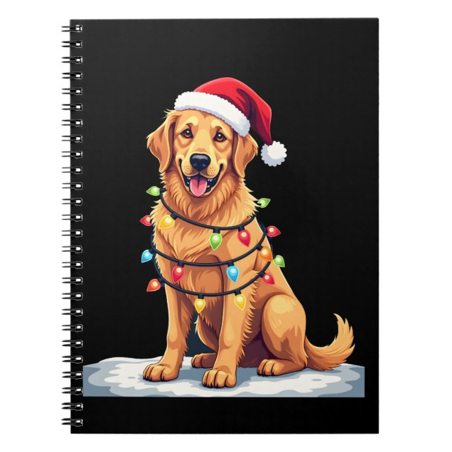 Dog Golden Retriever Santa Christmas Xmas Lights ( Notebook (Front)