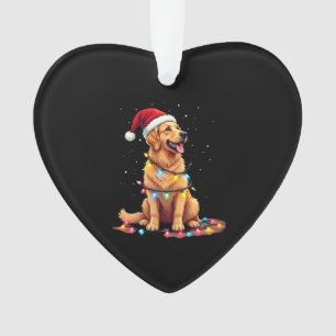 Dog Golden Retriever Santa Christmas Xmas Lights ( Ornament