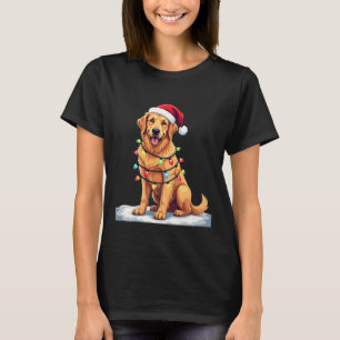 Dog Golden Retriever Santa Christmas Xmas Lights ( T-Shirt