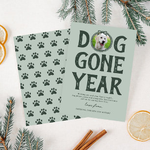 Dog Gone Year Green Photo Christmas Holiday Card