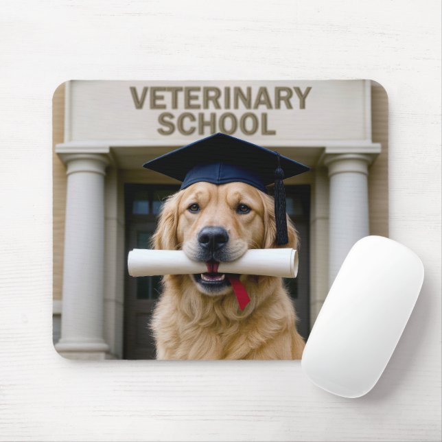Dog Graduate From Veterinary School Mouse Mat (With Mouse)