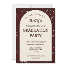 Dog Graduation Announcement Black Cherry Invite 