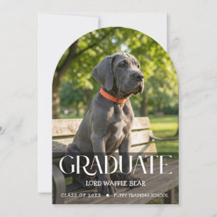 Dog Graduation Party Invite Pet Photo Navy Blue