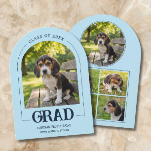 Dog Graduation Party Invite Pet Photos Baby Blue