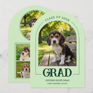 Dog Graduation Party Invite Pet Photos Baby Green