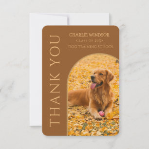 Dog Graduation Pet Photo Brown Thank You Card