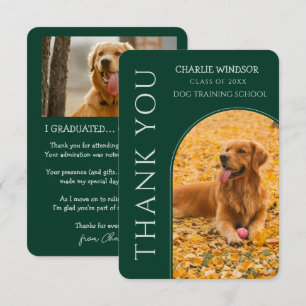 Dog Graduation Pet Photo Emerald & Mint Frost Thank You Card