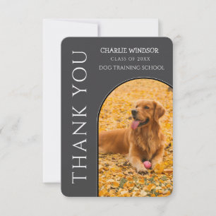 Dog Graduation Pet Photo Grey Thank You Card