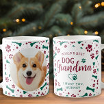 Dog Grandma Granddog Custom Pet Photo Christmas Coffee Mug<br><div class="desc">Merry Christmas to the best dog grandma ever ! Give grandma a cute personalised pet photo mug from her best friend and favourite grandchild, the dog! Our Dog Grandma Christmas Coffee Mug features festive red and green paw prints and bones pattern. "Merry Christmas - Best Dog Grandma Ever, xoxo the...</div>