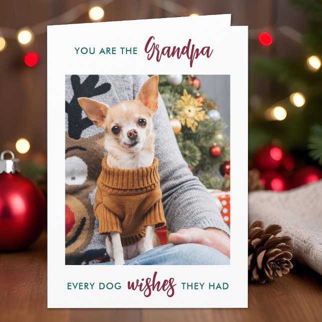 Dog Grandpa Custom Granddog Christmas Pet Photo Holiday Card (Creator Uploaded)