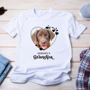 Dog GRANDPA Personalised Heart Dog Lover Pet Photo T-Shirt
