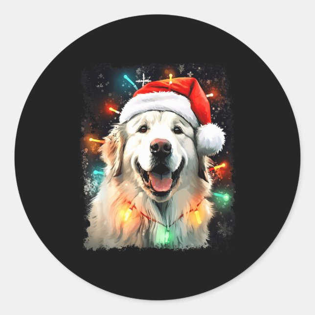 Dog Great Pyrenees Christmas  Classic Round Sticker (Front)