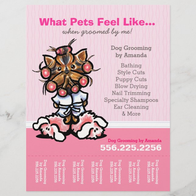 Dog Groomer Ad Spa Yorkie Pink Tear Sheet (Front)