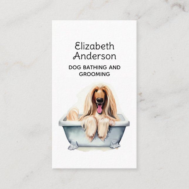 Dog Groomer Afghan Hound Business Card (Front)