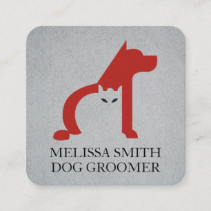 Dog Groomer   Animal Shelter   Cat Dog Icon Square Business Card