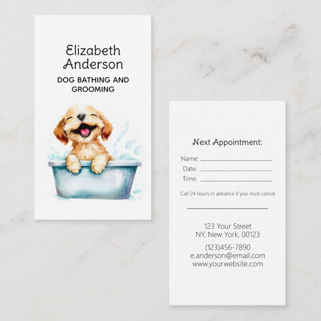 Dog Groomer Bathing Appointment ii Business Card (Front/Back)