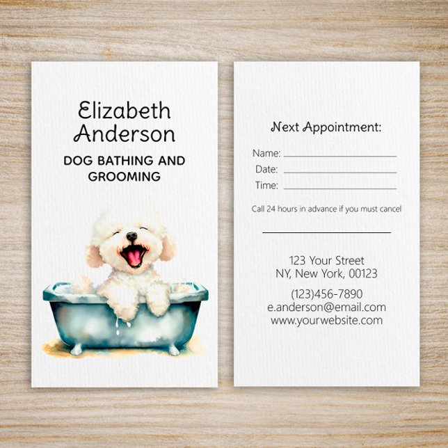 Dog Groomer Bichon Frise Appointment Business Card (Creator Uploaded)