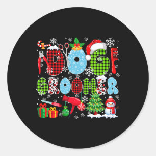 Dog Groomer Christmas Tree Leopard Santa Snowman J Classic Round Sticker