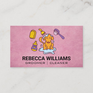 Dog Groomer Cleaning Doggie Business Card