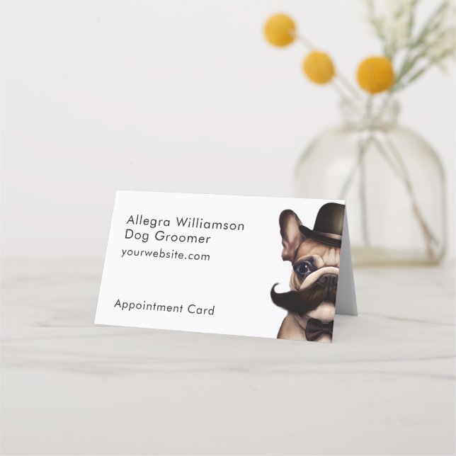 Dog Groomer Cute French Bulldog Folding Appointment Card (Front)