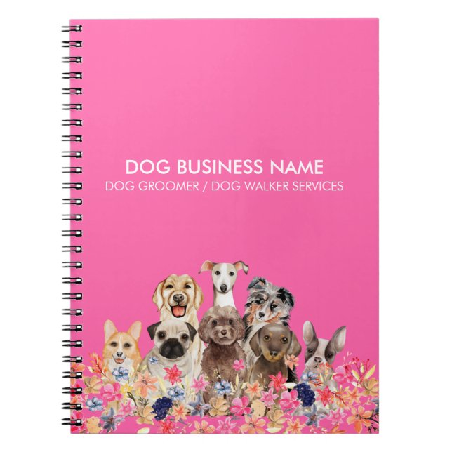 Dog Groomer Dairy Neon Pink Notebook (Front)