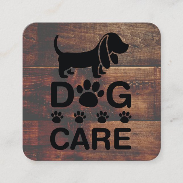 Dog Groomer | Dog Care | Paws | Wood Square Business Card (Front)